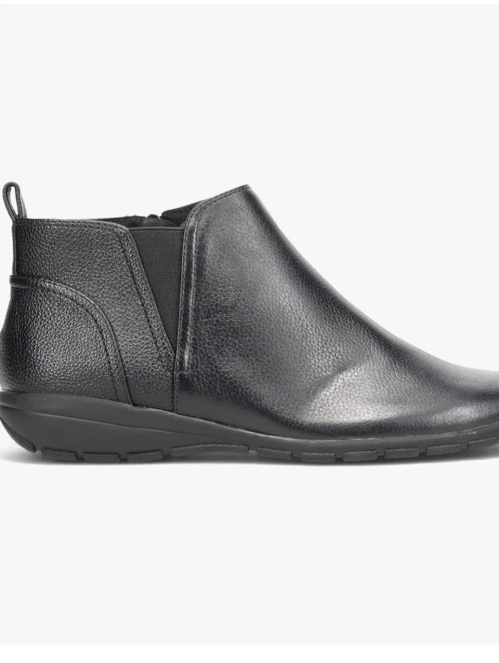 Easy Spirit Black Aerial Leather Slip-On Low Heel Ankle Bootie